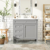 36'' Bathroom Vanity with Top Sink, Modern Bathroom Storage Cabinet with 2 Drawers and a Tip-out N710P230246E