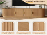 Farmhouse Wooden TV Stand with Sliding Tambour Door for TVs up to 75", Fluted Media N721P351937D