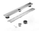 24 Inch Linear Shower Drain with Removable Brick Patterned Grate Cover, 304 Stainless Steel Shower 35704059