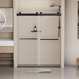 ZNTS 56-60 in. W x 76 in. H Frameless Soft-closing Shower Door, Double Sliding Shower Door, 5/16