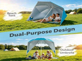 2-in-1 Portable Beach Umbrella with Side Panels UPF 50 Silver Coated Oxford Cloth, Wind Resistant 43472245