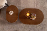 Set of 2 Fluted Oval Coffee Table - Solid Wood & MDF Nesting Coffee Table Set , W3158P323241
