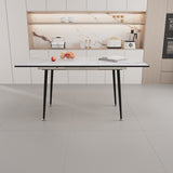 ZNTS 47" expandable to 63" inch MDF square white marble patterned dining table, modern industrial kitchen W2189P174790