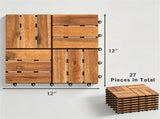 27 PCS Natural Acacia Wood Interlocking Deck Tiles, 12"12" Waterproof AntiSlip Outdoor Flooring 30465069
