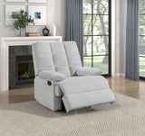 ZNTS Reclining Chair Light Gray Velvet Upholstery Square Tufted Back Pillowtop Arms Solid Wood Furniture B011P182495