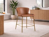26 in. Counter Stool - Brown Upholstered Seat, Gold Metal Frame, 1PC B2751P610245