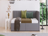 Upholstered Daybed with 2 Storage Drawers Twin Size Sofa Bed Frame No Box Spring Needed, Linen WF299017AAE