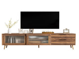 Modern TV Stand for 75" TV, TV Console with 2 Glass Doors, Entertainment Center with 2 Drawers & N710P222776P