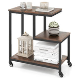 3-layer brown edge table with wheels 09421955