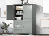 Tall and Wide Storage Cabinet with Doors for Bathroom/Office, Three Drawers, Grey WF299285AAG
