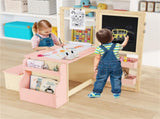 Kids Multifunctional Art Center with Double-Sided Easel, Wooden Art Table Bench Set for 3 Years, 15077509
