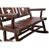 Outdoor Wood Rocking Bench Carbonized Double Rocking Chair for 2 Persons with Wide Curved Seat, 14975377