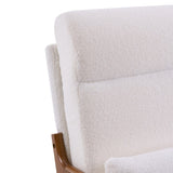 High Back Solid Wood Armrest Backrest Iron Frame Teddy Velvet Indoor Leisure Chair Off-White 78816412