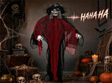 9.4FT Hanging Pirate Halloween Animatronic Decoration, Sound & Button Activated with Flashing Red 34406641