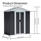 5X3 Feet Dark Grey Outdoor Storage Shed With Aluminum Alloy Frame W2794P281148