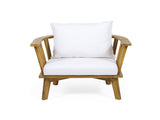 Outdoor Acacia Wood Patio Club Chair, Wooden Patio Furniture,Waterproof Thick Cushion Deep Seating 64851.00WHI