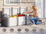 80 Gallon Extra Large Outdoor Deck Box Waterproof PP Storage Box with Lockable Lid-Gray 80839366