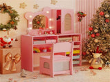 Safe Toddler Vanity Set with Anti-Toppling Design, Rounded Corners & Sturdy MDF Construction - Pink 05171403