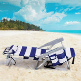 ZNTS 63*65*82cm Short Oxford Cloth Silver White Aluminum Tube Bearing 100kg Beach Chair Blue Stripes 50527506