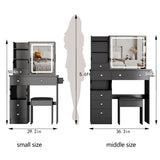 29.2" Small Size Left Drawer Desktop Vanity Table Cushioned Stool, 2 AC2 USB Power Station, Hair W3258P291627
