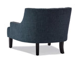 Modern Traditional Accent Chair Button Tufted BlueTextured Fabric Upholstery Solid Wood 1pc Living B011P182653