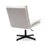 ZNTS Beige Teddy Fabric 360&deg; Swivel Accent Chair, Cross Legged Office Chair, Adjustable Armless Wide Home W1164P239087