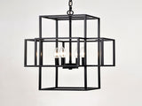 4-Light Metal Lantern Tiered Pendant Hanging Light Fixtures, Industrial Farmhouse Adjustable Height W1592P246889