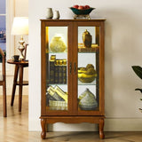 Curio Cabinet Lighted Curio Diapaly Cabinet with Adjustable Shelves and Mirrored Back Panel, 13840081