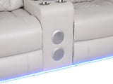 BENZ LED & Power Reclining Loveseat Made With Faux Leather in Ice Beige G150109058