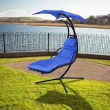 ZNTS Hanging Chaise Lounger with Removable Canopy, Outdoor Swing Chair with Built-in Pillow, Hanging W2505P151712