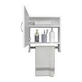 BOTIQ 19.7" H x 17.7" W Mirror Medicine Cabinet with Towel Rack White, One door with Two interior B200P240244