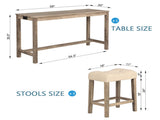 4-Piece Bar Table Set with Power Outlet, Dining Bar Table and Chairs Set,Bar Table Set with 3 Padded W1998P193826