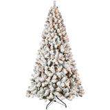 Artificial 7ft Flock LED-lit Christmas Tree with 1072PVC Mixed Branch Tips,Hinged Premium & Foldable 51361762