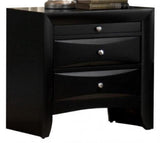 1Pc Contemporary 2 Drawer Nightstand End Table Jewelry Tray Black Finish Solid Wood Wooden Bedroom ESFCRMB4280-2