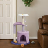 33in Cat Tree, Multi-level Cat Tower with Cat Scratching Post with Curved Perch, Cozy Cat Condo, 99617792