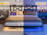 Full Size Floating Bed Frame with Headboard and Storage, Full Size Platform Bed Frame with USB W840P383353