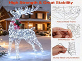 Lighted Christmas Reindeer Decorations, Cold White LED Pre-Lit Xmas Reindeer Set with Glittered 62740462