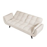 57 inch beige sofa soft two armrests throw pillow pillow comfortable fit apartment bedroom small W1658135109