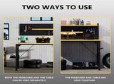 71''Adjustable Workbench with pegboard, Heavy Duty Wooden Desktop Workbench with Wheels, 1600 lb. W1162P384342