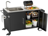 Outdoor Grill Table with Sink, Grill Cart with 304 Stainless Steel Sink and Cabinet, Outdoor Grill W3190P293812