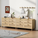 51" Rattan Dresser with Drawers, 6 Drawer Dresser for Bedroom, Clothes Storage Cabinet for Bedroom, W757P209506