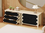 3 Drawer Buffet Sideboard with Adjustable Shelves, Storage Cabinet with Hand-woven rope decorated W688P237931