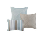 6 Piece Embroidered Quilt Set with Throw Pillows Blue King/Cal King B03597615