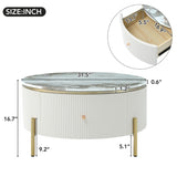 Modern Round Coffee Table with 2 large Drawers Storage Accent Table WF311606AAK