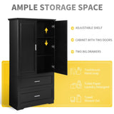 ZNTS Tall Bathroom Storage Cabinet, Cabinet with Two Doors and Drawers, Adjustable Shelf, MDF Board, N725P172882B