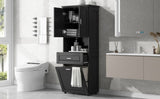 Tall Bathroom Cabinet with Laundry Basket, Large Space Tilt-Out Laundry Hamper and Upper WF323481AAB