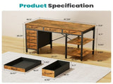 47 Inch Computer Desk with Fabric Drawers & Storage Shelves,Small Home Office Desk 60865003