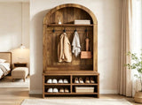 70.87" Arched Hall Tree with Bench and Shoe Storage for Entryway 64073762