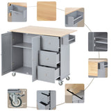 ZNTS Rolling Mobile Kitchen Island with Solid Wood Top Locking Wheels,52.7 Inch Width,Storage Cabinet 70466023