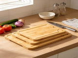 3-Piece Cutting Board Set, Sturdy Chopping Board with Juice Groove & Handle for Serving 03641382